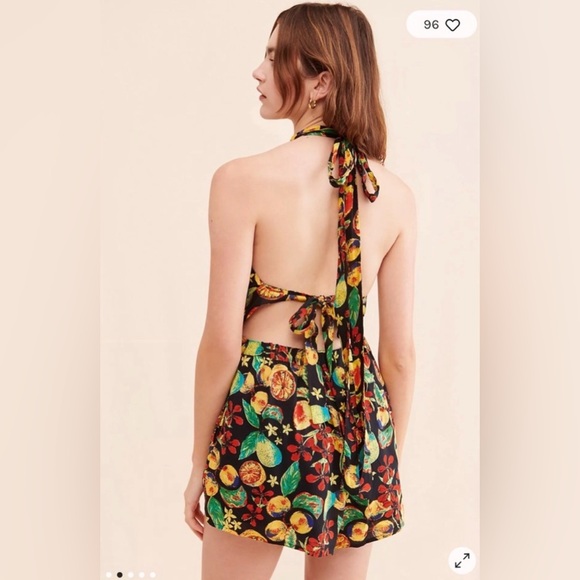 🍊 Free People Coral Tides Romper – NWT Size Small Open Back Halter 🍊 - Picture 3 of 12